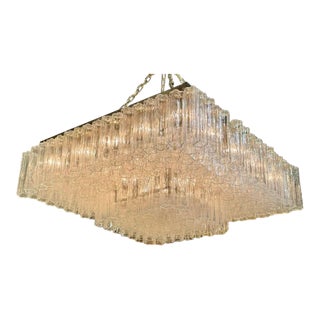 Vintage Italian Large Scale Murano Tronchi Glass Chandelier For Sale