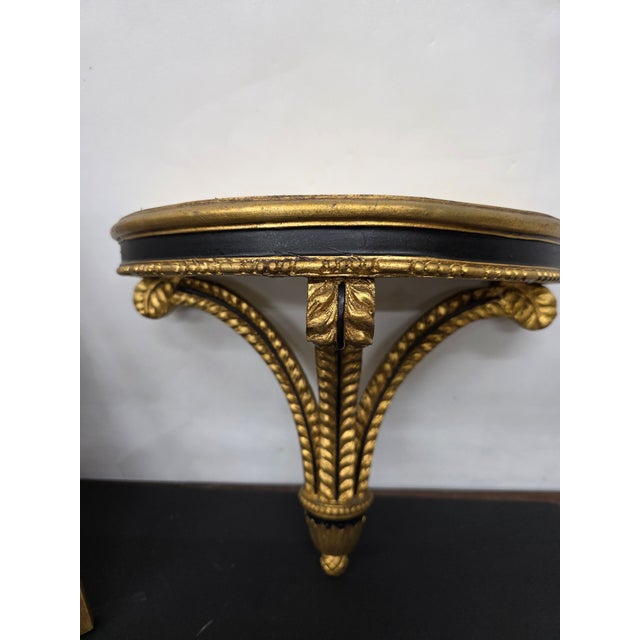 Mid 20th Century Vintage Neoclassical Giltwood Wall Shelf With Black Trim For Sale - Image 5 of 10