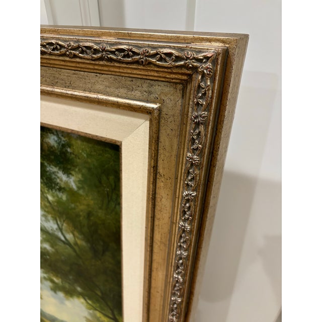 Vintage Framed Landscape Oil Print on Canvas For Sale - Image 9 of 9