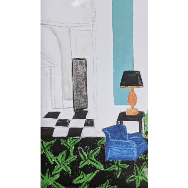 Original Fauvist Greenbrier Resort Hotel "Lobby Lounge" Dorothy Draper Interior Art For Sale - Image 9 of 14