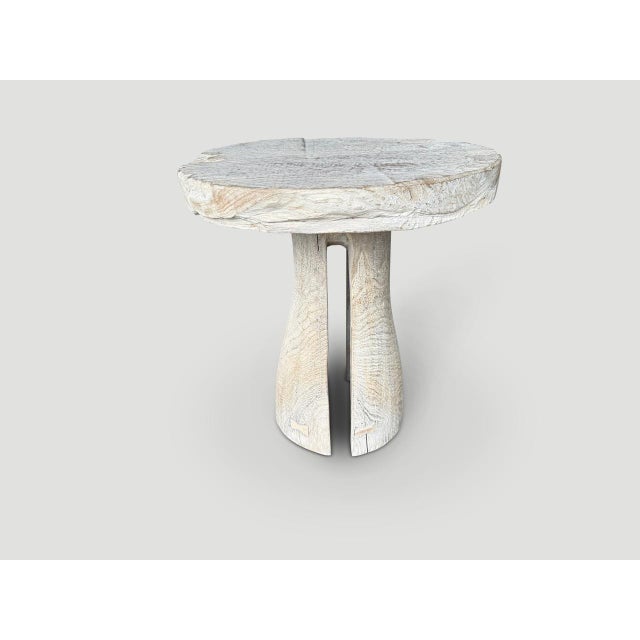 Contemporary Andrianna Shamaris St. Barts Teak Wood Side Table For Sale - Image 3 of 5