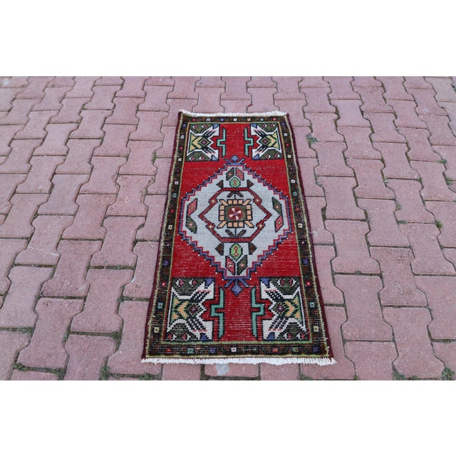 1960s Turkish Vintage Hand Knotted Doormat Rug For Sale - Image 13 of 13