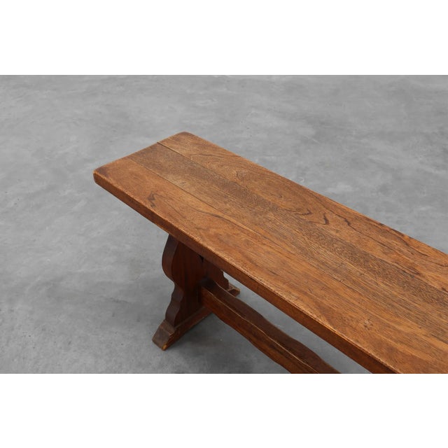 Rustic Oak Bench, France, 1900s For Sale - Image 10 of 13
