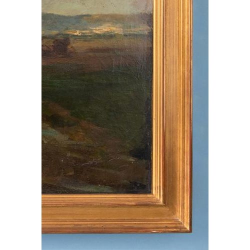 Textile French School, Rural Landscape, 1800s, Oil Painting on Canvas, Framed For Sale - Image 7 of 9