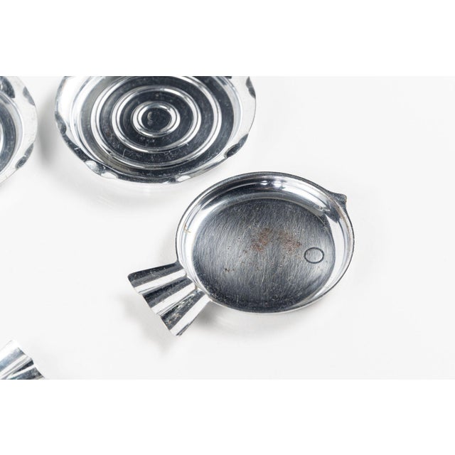 Metal Antique Art Deco Chase & Manning Bowman Chrome Cigarette Ashtrays 1930s For Sale - Image 7 of 16