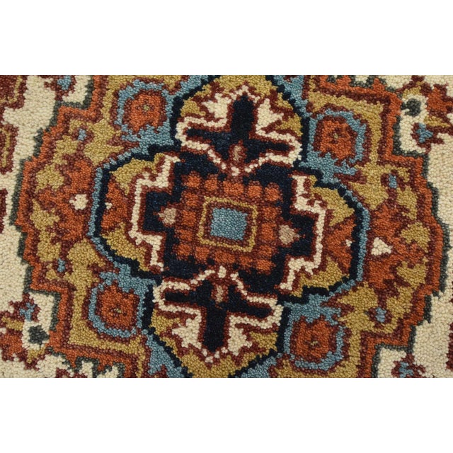 Ivory Heriz Runner 2’6” X 8’7” Ivory Wool Tribal Hand-Knotted Oriental Rug For Sale - Image 8 of 13
