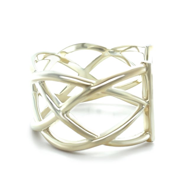 2020s Tiffany & Co. Sterling Silver Woven Celtic Knots Cuff Bracelet 51g For Sale - Image 5 of 9