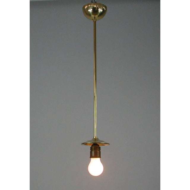 Mid-Century Ribbed Milk Glass & Brass Globe Pendant Attributed to Stilnovo For Sale - Image 11 of 18