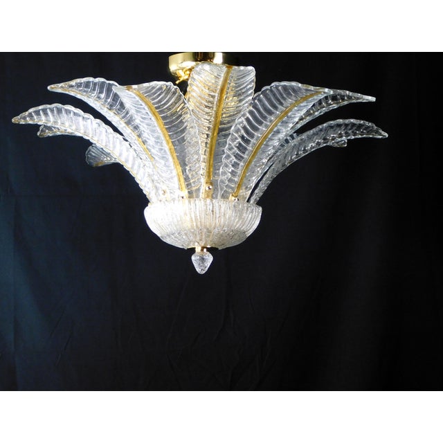 Vintage Palmette Pendant Light in Crystal Glass with Gold Thread, 1985 For Sale - Image 3 of 14