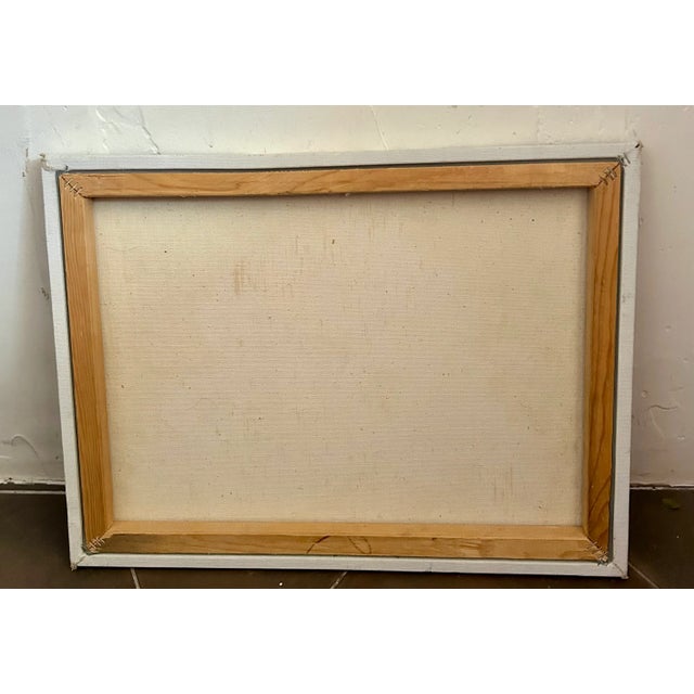 Wood Original Still Life "Spring Flower Basket" Oil on Canvas For Sale - Image 7 of 8