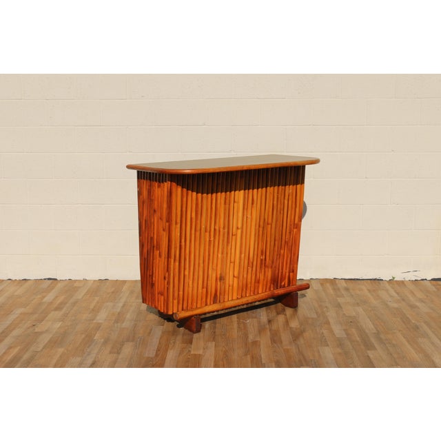 Wood Mid Century Vintage Bamboo Tiki Bar | Tropical Coastal Bohemian Bar Cabinet For Sale - Image 7 of 18