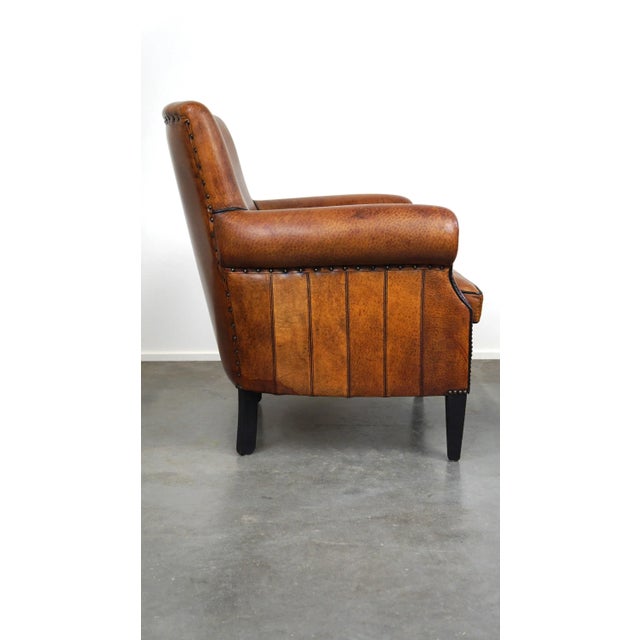 Vintage Sheep Leather Armchair For Sale - Image 3 of 12