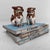 Decorative set of two small Japanese shisa figures, made of glazed ceramic and dating from the 1980s. Dimensions per...