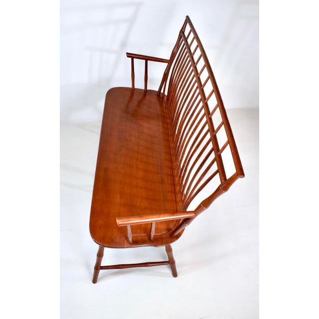Vintage American Birdcage Windsor Bench, 1990's After Nichols & Stone For Sale - Image 11 of 14