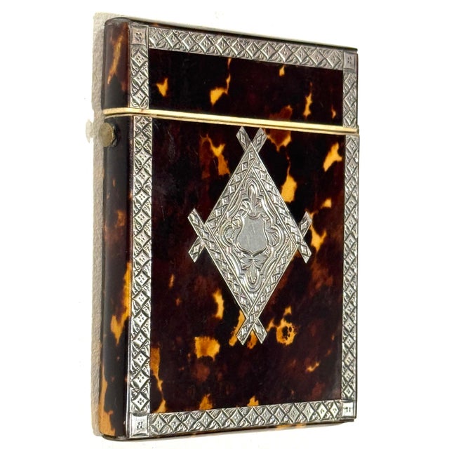 Stunning English Regency Sterling Silver & Tortoiseshell Card Case, Circa 1815 For Sale - Image 13 of 18