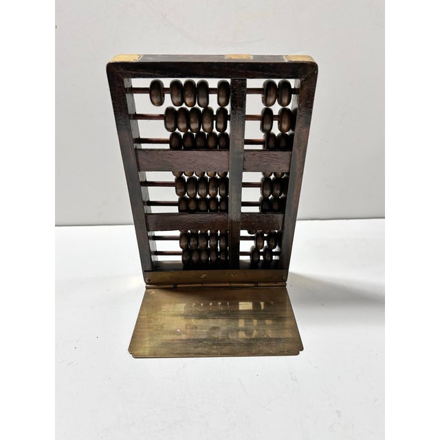 Mid-Century Wood Abacus Bookend With Brass Base For Sale - Image 10 of 12
