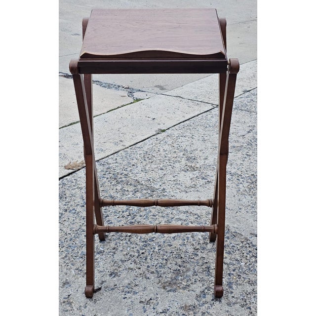 Drexel Drexel Mid Century Distressed Walnut Lectern, Podium, X Side Book Stand or Music Stand For Sale - Image 4 of 8