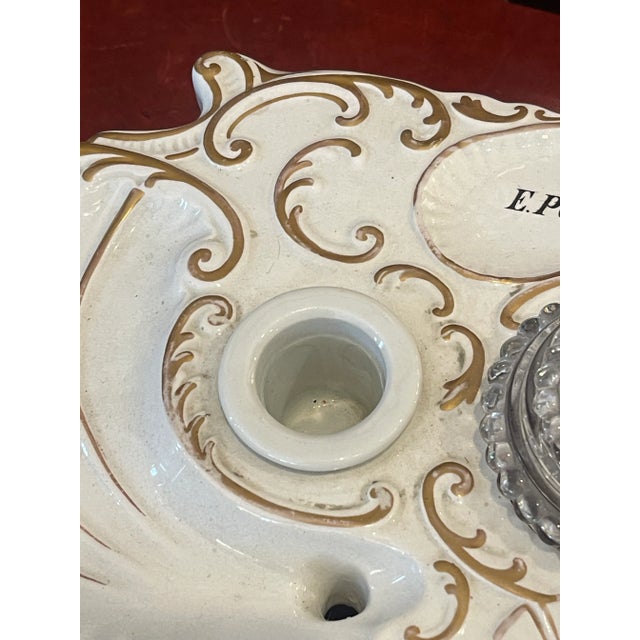 Glass Art Nouveau Porcelain Inkwell, E. Porcher, Paris France, c.1900 For Sale - Image 7 of 17