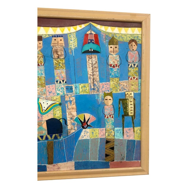 Yellow Original 1993 "Prana" Ubud Bali Modern Primitive Painting – Vintage Geometric Balinese Folk Art. For Sale - Image 8 of 8