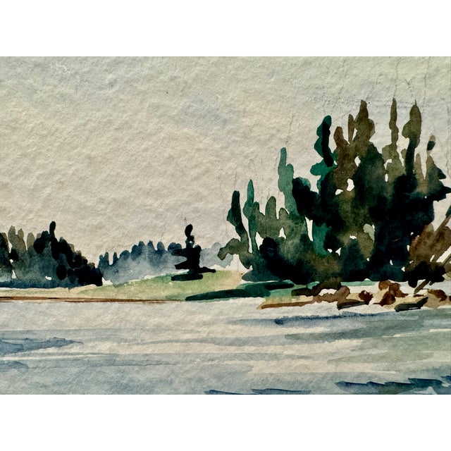 Rustic Henry Emil Salloch Original Watercolor on Paper Warren Island, Maine. 1948. For Sale - Image 3 of 8