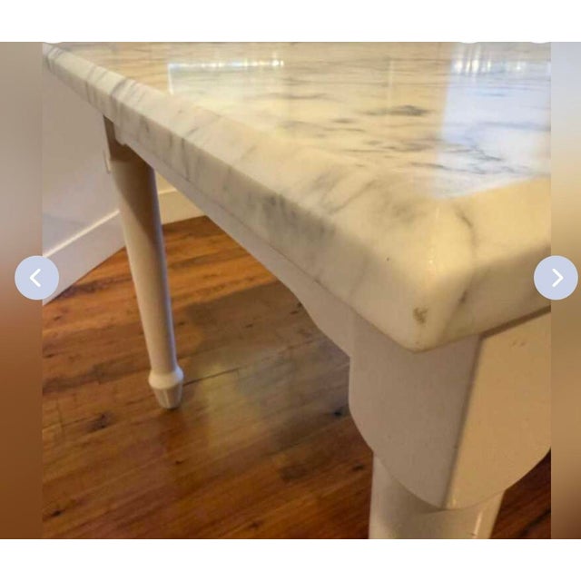 Modern Vintage Williams Sonoma Carrara Marble Table For Sale - Image 3 of 16