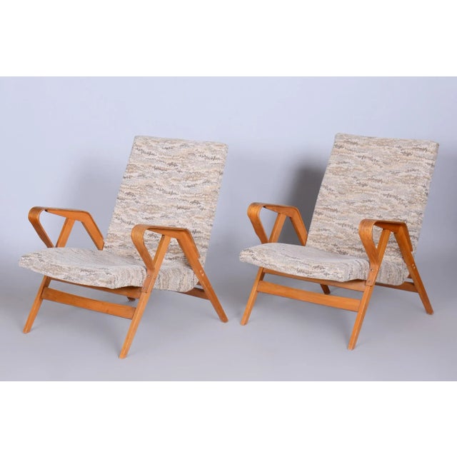 1950s Set of Mid-Century Armchairs in Beech attributed to Tatra Pravenec, Czech, 1950s For Sale - Image 5 of 8