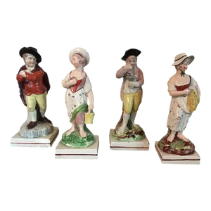 Large Early 19th C. English Georgian Pearlware Staffordshire Figures of the Four Seasons - Spring, Summer, Autumn or Fall & Winter - Set 4
