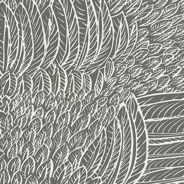 Contemporary Sample - Schumacher Featherfest Wallpaper in Slate For Sale - Image 3 of 3