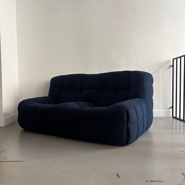"Kashima" sofa by Michel Ducaroy for Ligne Roset. Designed in 1976. Entirely made of foam covered in navy blue fabric. I...