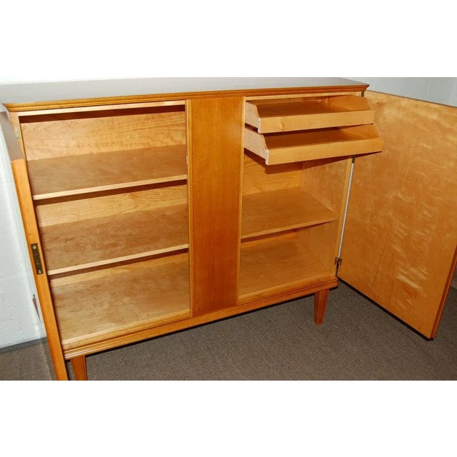 Wood Swedish Midcentury Trapezoid Carpathian Elm Credenza For Sale - Image 7 of 11