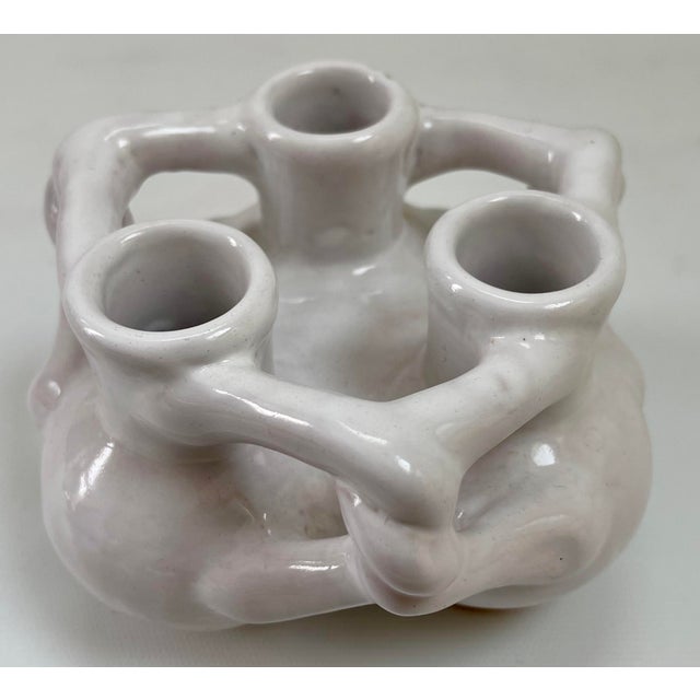 Charming white ceramic hand-painted bud vase or candlstick holder perfect for that special occasion to add some flowers or...