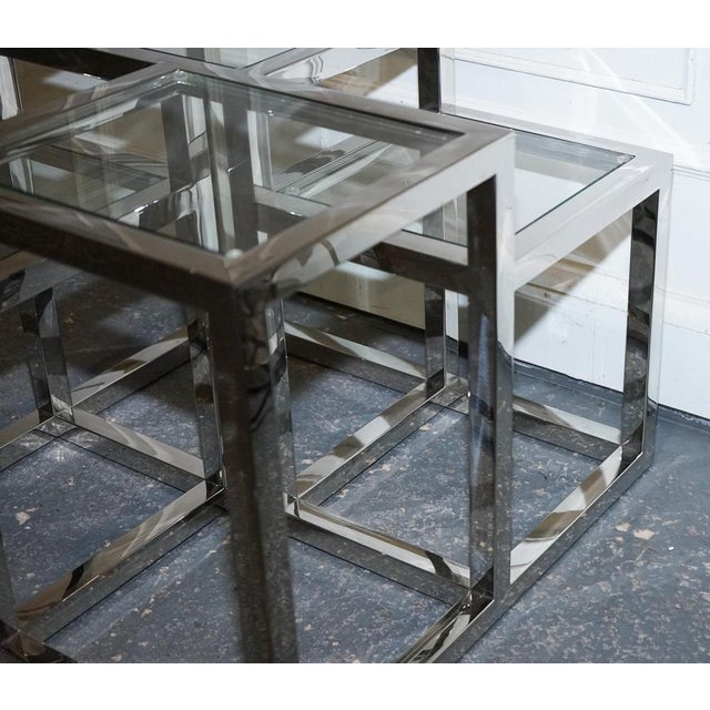 Art Deco Style Glass and Polished Stainless Steel Side Tables from Casa Padrino, Set of 2 For Sale - Image 11 of 16