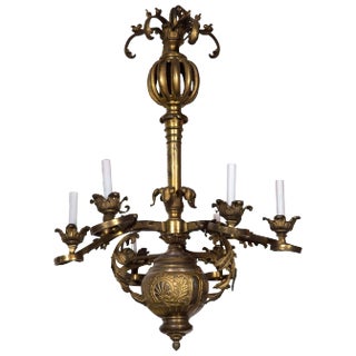 Late 19th Century Vintage Moroccan Style Brass Chandelier For Sale