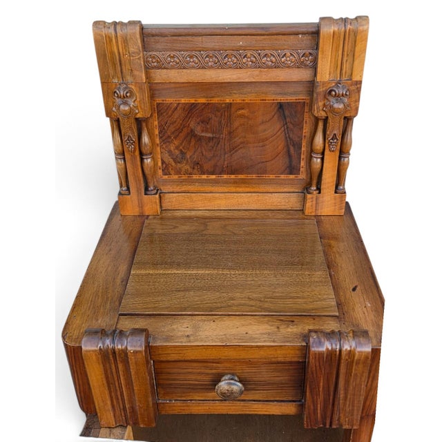 Pair of 1930 Walnut Nightstand American Art Deco Bedside Cabinet Refurbished For Sale - Image 14 of 18