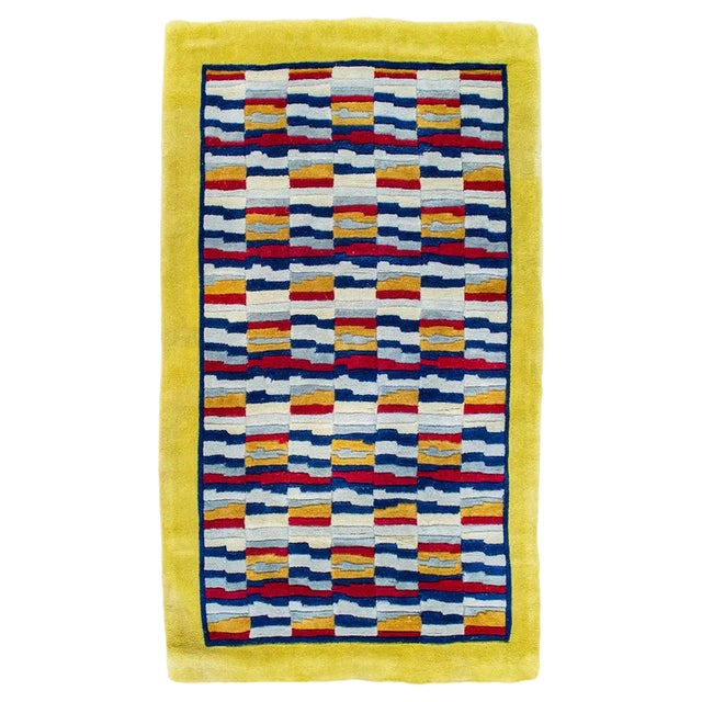 Hand Tufted Geometric Rug, 1970s For Sale