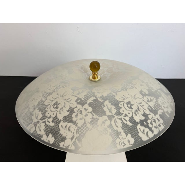 Mid Century Floral Damask Flush Light For Sale - Image 11 of 18