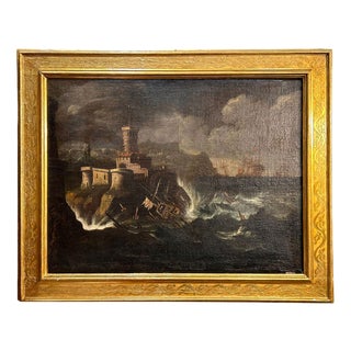 After Monsù Montagna, Stormy Sea, Oil on Canvas, Framed For Sale