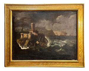 After Monsù Montagna, Stormy Sea, Oil on Canvas, Framed