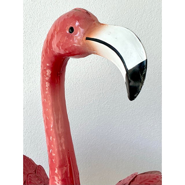 Vintage Boho Painted Metal Flamingos - Set of 2 For Sale - Image 11 of 12