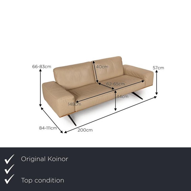 Modern Leather Three Seater Beige Sofa from Koinor Hiero For Sale - Image 3 of 3