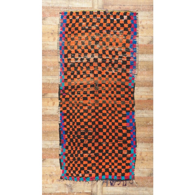 Orange Vintage Berber Moroccan Rug - 04'02 X 09'00 For Sale - Image 8 of 9