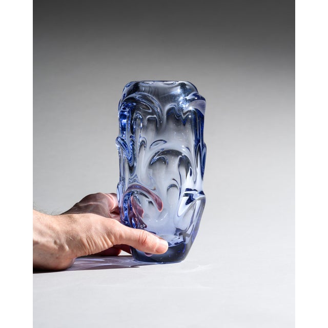 Lilac and Blue Glass Vases attributed to Jan Beranek for Skrdlovice, 1960, Set of 2 For Sale - Image 15 of 18