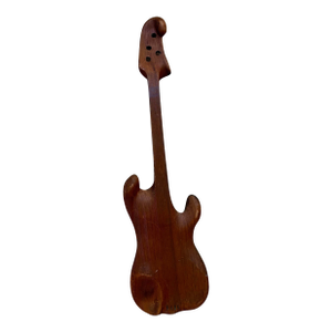1970s Solid Teak Hand Carved Bass Guitar Sculpture