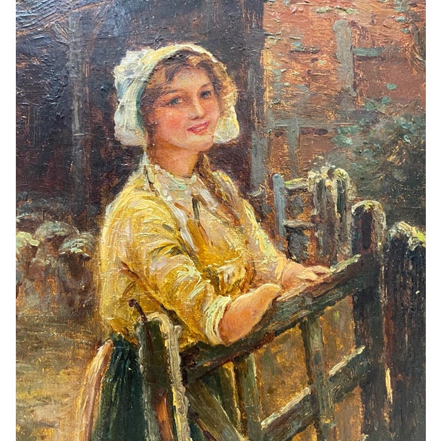 Textile Ernest Walbourn (England, 1871-1927) "Evening in Sussex" Original Painting C.1900 For Sale - Image 7 of 13