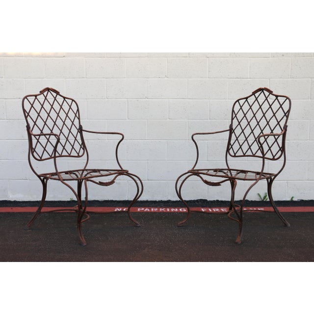 Metal Vintage Set of Six Gregorius Pineo Faux Bois Twig Iron Outdoor Armchairs — Los Angeles, Ca, Late 20th Century For Sale - Image 7 of 18