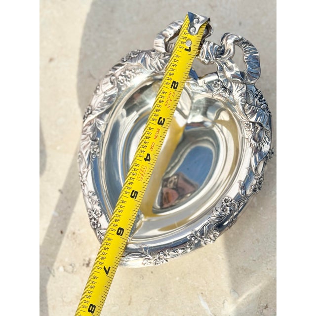 Vintage Reed & Barton 230 Silver-Plated Heart Dish – Ornate Anniversary Gift For Sale - Image 9 of 12