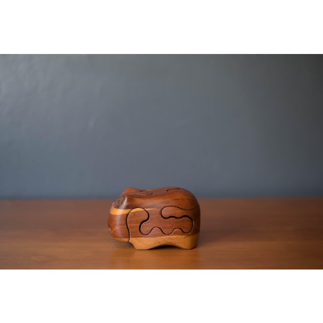 Abstract Vintage Abstract Handcrafted Solid Wood Hippo Puzzle Sculpture by Deborah Bump For Sale - Image 3 of 11