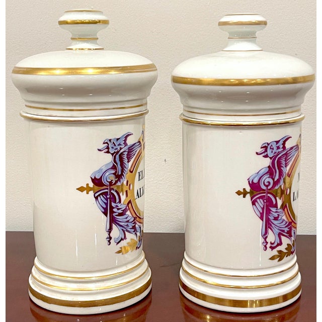 Pair of Neoclassical Apothecary Jars by Maison A Collin Porcelaines & Cristaux For Sale - Image 11 of 14