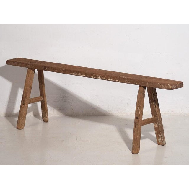 Antique Long Bench in Elm, 1870s For Sale - Image 6 of 8