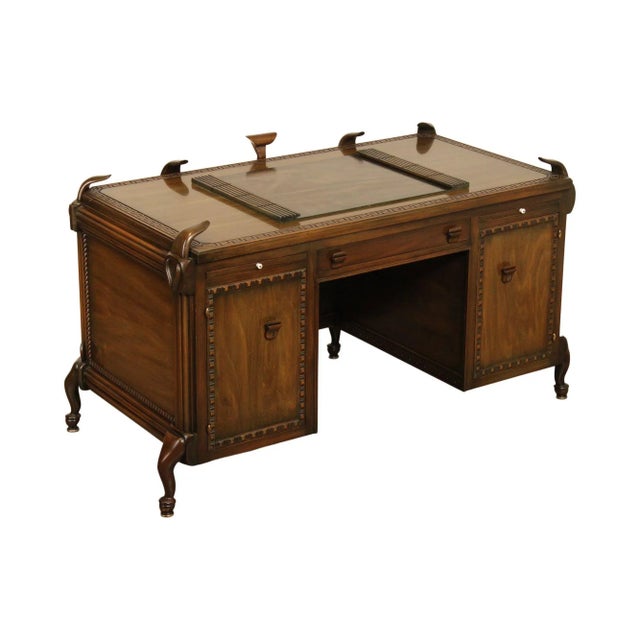 1930's Unusual Custom Sculpted Wood Executive Writing Desk For Sale - Image 13 of 13